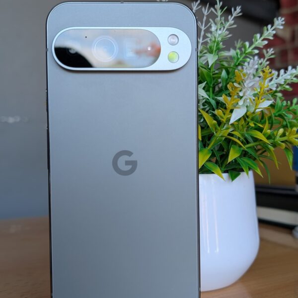 Google Pixel 9 Pro matte gray rear view with camera close-up