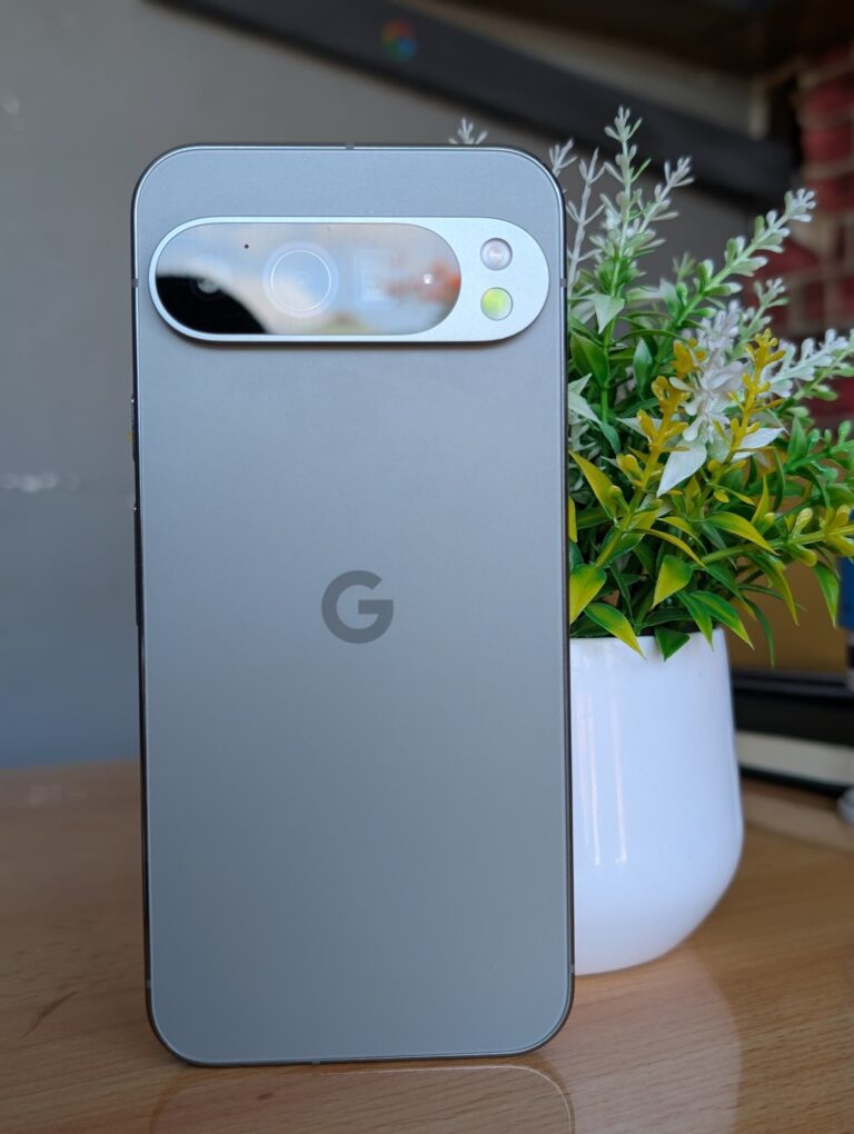 Google Pixel 9 Pro matte gray rear view with camera close-up